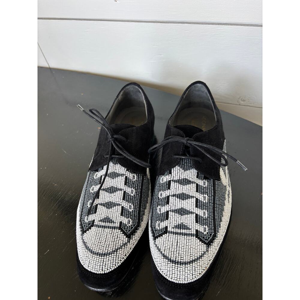 Donald J Pliner Glass Beaded Black and White Made in Italy Shoes Size 8 M - Picture 3 of 8